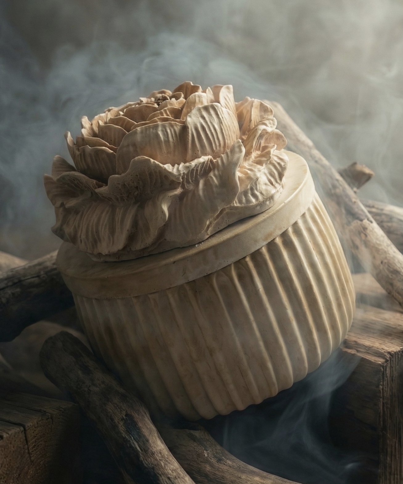 Large Frill Container with Rose Lid